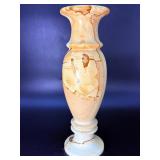 Vintage Hand-Carved Banded Onyx Stone Vase – "Teakwood" Marble.   2 lbs 12.8 oz / 1 kg 273 g.