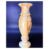 Vintage Hand-Carved Banded Onyx Stone Vase – "Teakwood" Marble.   2 lbs 12.8 oz / 1 kg 273 g.