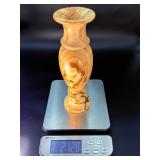 Vintage Hand-Carved Banded Onyx Stone Vase – "Teakwood" Marble.   2 lbs 12.8 oz / 1 kg 273 g.