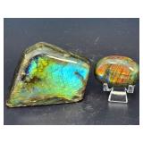 Stunning Labradorite Specimen Duo | Vibrant Blue & Sunset Orange Flash.  13.3 oz / 379 g.