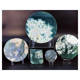 Set of 5 Premium Polished Moss Agate Display Slabs & Specimen.   2 lbs 11.8 0z / 1kg 243g
