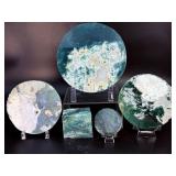 Set of 5 Premium Polished Moss Agate Display Slabs & Specimen.   2 lbs 11.8 0z / 1kg 243g
