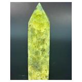 Natural Prehnite Polished Crystal Tower – Translucent Green Obelisk with Dark Inclusions.     6 oz / 172 g.