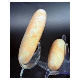 Natural Peach Scolecite & Stilbite Polished Palm Stones – Rare Radiating Crystal Specimens (Set of 2).   9 oz / 258 g.