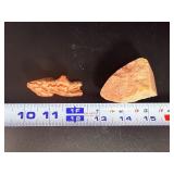 Hand-Carved Pink Banded Calcite Dog Figurine & Matching Raw Specimen Set.5.9 oz / 170 g.