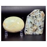 ✨ Stunning Moonstone Duo: Peach Moonstone Palm Stone & Rainbow Moonstone.   13.7 oz / 389 g.