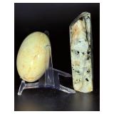 ✨ Stunning Moonstone Duo: Peach Moonstone Palm Stone & Rainbow Moonstone.   13.7 oz / 389 g.