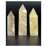 Set of 3 Blue Flash Moonstone Obelisks – High Iridescence Crystal Towers.   8 oz / 229 g.
