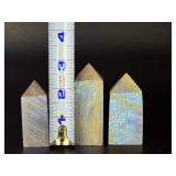 Set of 3 Blue Flash Moonstone Obelisks – High Iridescence Crystal Towers.   8 oz / 229 g.