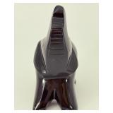 Vintage Hand-Carved Black Obsidian Elephant Figurine - Semi-Precious Stone Inlay - Trunk Up for Good Luck.   7.5 oz / 214 g.