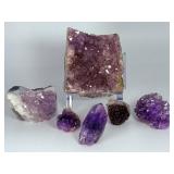 Stunning 6-Piece Amethyst Collector’s Set – Natural Uruguayan & Brazilian Specimens.     2 lbs 10 oz / 1 kg 193 g.