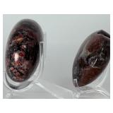 Rare Garnet in Arfvedsonite Polished Palm Stone & Heart Carving Set – Natural Manifestation Crystals.   9.7 oz / 277 g.