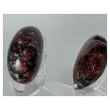 Rare Garnet in Arfvedsonite Polished Palm Stone & Heart Carving Set – Natural Manifestation Crystals.   9.7 oz / 277 g.