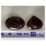 Rare Garnet in Arfvedsonite Polished Palm Stone & Heart Carving Set – Natural Manifestation Crystals.   9.7 oz / 277 g.
