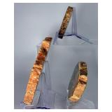 Set of 3 Polished Petrified Wood Slabs – Vibrant Triassic Fossils.   2lbs 2.4 oz / 977 g.