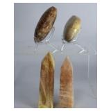 Premium 4-Piece Flashy Moonstone & Sunstone Collection: High-Grade Polished Towers and Large Palm Stones with Intense Blue & Golden Adularescence.   10.7 oz / 306 g.