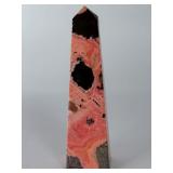Stunning Peruvian "Bubble Gum" Rhodonite Obelisk – Pink & Black Manganese Inclusions.       6.6 oz / 189 g.