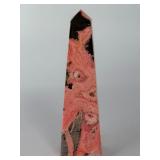 Stunning Peruvian "Bubble Gum" Rhodonite Obelisk – Pink & Black Manganese Inclusions.       6.6 oz / 189 g.