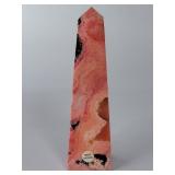 Stunning Peruvian "Bubble Gum" Rhodonite Obelisk – Pink & Black Manganese Inclusions.       6.6 oz / 189 g.