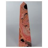 Stunning Peruvian "Bubble Gum" Rhodonite Obelisk – Pink & Black Manganese Inclusions.       6.6 oz / 189 g.