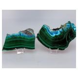 Rare Malachite with Turquoise-Blue Chrysocolla – Two High-Grade Polished Slices.   8.5 oz / 241 g.