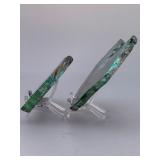 Rare Malachite with Turquoise-Blue Chrysocolla – Two High-Grade Polished Slices.   8.5 oz / 241 g.