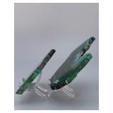 Rare Malachite with Turquoise-Blue Chrysocolla – Two High-Grade Polished Slices.   8.5 oz / 241 g.