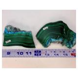 Rare Malachite with Turquoise-Blue Chrysocolla – Two High-Grade Polished Slices.   8.5 oz / 241 g.