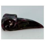 Natural Ruby in Zoisite Raven Skull Carving – Large Hand-Carved Gemstone Crow Skull Totem.  2,2 oz / 63 g.