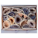 Collection of 15 Natural Oco Agate Geode Polished Specimens.   2 lbs 11.5 oz / 1 kg 235 g.