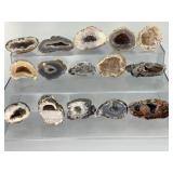 Collection of 15 Natural Oco Agate Geode Polished Specimens.   2 lbs 11.5 oz / 1 kg 235 g.