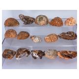 Collection of 15 Natural Oco Agate Geode Polished Specimens.   2 lbs 11.5 oz / 1 kg 235 g.