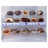 Collection of 15 Natural Oco Agate Geode Polished Specimens.   2 lbs 11.5 oz / 1 kg 235 g.
