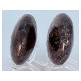 Matching Pair of Polished Arfvedsonite Palm Stones with Garnet Inclusions.   10. 7 oz / 306 g.