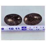 Matching Pair of Polished Arfvedsonite Palm Stones with Garnet Inclusions.   10. 7 oz / 306 g.