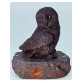 Hand-Carved Russian Shungite Owl Figurine on Natural Matrix Base | EMF Protection & Metaphysical Decor.   2.8 oz / 80 g.