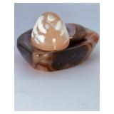 Stunning Natural Banded Agate Set – 1 Hand-Carved Bowl & 2 Polished Palm Stones.   10.7 oz / 306 g.
