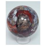 Natural Mexican Banded Agate Sphere Polished "Crazy Lace" Healing Crystal Ball.   15.4 oz / 437 g.