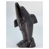 Large Hand-Carved Gold Sheen Obsidian Dolphin Sculpture – Rare Iridescent Shimmer.   8.1 oz / 232 g.