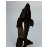 Large Hand-Carved Gold Sheen Obsidian Dolphin Sculpture – Rare Iridescent Shimmer.   8.1 oz / 232 g.