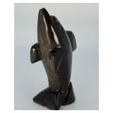 Large Hand-Carved Gold Sheen Obsidian Dolphin Sculpture – Rare Iridescent Shimmer.   8.1 oz / 232 g.