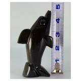Large Hand-Carved Gold Sheen Obsidian Dolphin Sculpture – Rare Iridescent Shimmer.   8.1 oz / 232 g.