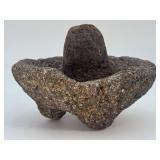 Authentic Hand-Carved Volcanic Stone Molcajete (Mortar & Pestle).   2 lbs 1.1 oz / 940 g.