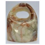 Hand-Carved Natural Green Onyx Sculptural – Abstract Banded Agate Decor.     3 lbs 11.7 oz / 1 kg 693 g.