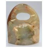 Hand-Carved Natural Green Onyx Sculptural – Abstract Banded Agate Decor.     3 lbs 11.7 oz / 1 kg 693 g.