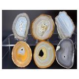 Set of 6 Premium Polished Agate Slices – Natural Banded Geode Slabs.   1 lb 6.9 oz / 650 g.