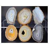 Set of 6 Premium Polished Agate Slices – Natural Banded Geode Slabs.   1 lb 6.9 oz / 650 g.