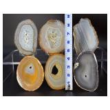 Set of 6 Premium Polished Agate Slices – Natural Banded Geode Slabs.   1 lb 6.9 oz / 650 g.