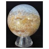 High-Quality Polished Ocean Jasper Sphere – Rare Specimen with Orbicular Detail.   9.2 oz / 262 g