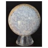 High-Quality Polished Ocean Jasper Sphere – Rare Specimen with Orbicular Detail.   9.2 oz / 262 g